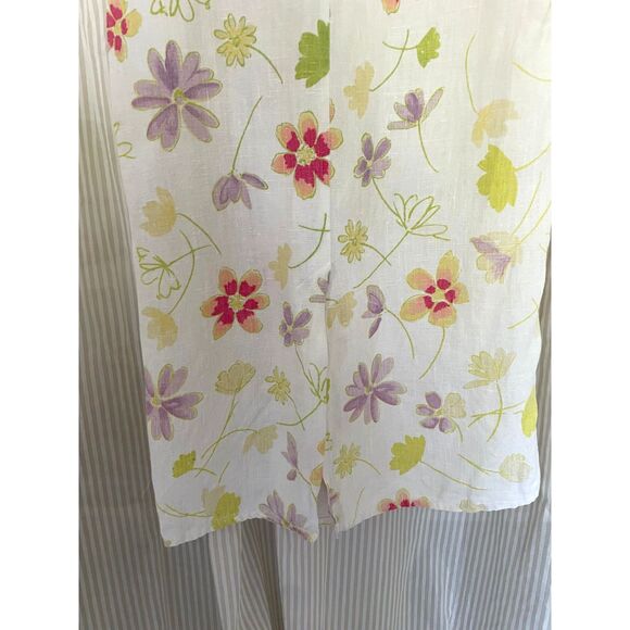 Vtg Real Comfort Women Sz 10 Linen Dress Sleeveless Floral Print Artsy Lagenlook - Picture 5 of 7